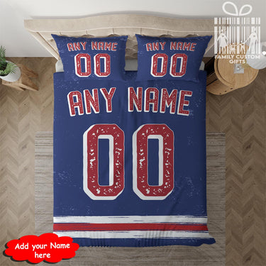 Custom Quilt Sets New York Jersey Personalized Ice hockey Premium Quilt Bedding for Men Women
